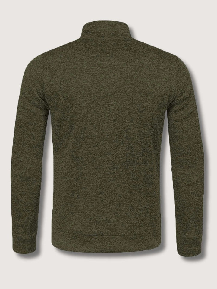 Full-Zip Knit Cardigan For Men, Long Sleeve Casual Layering Sweater