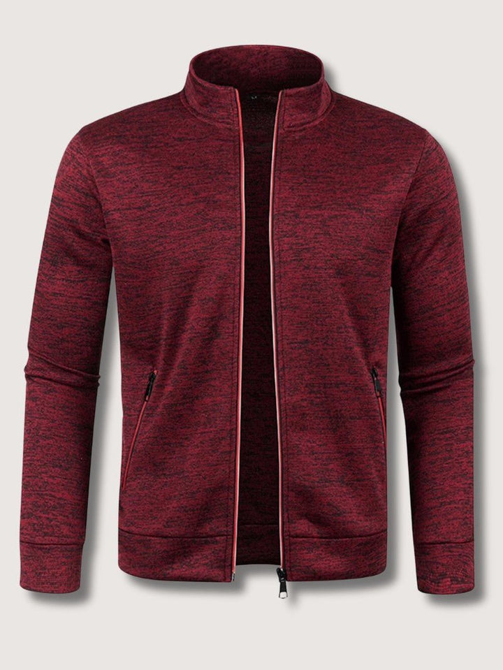 Full-Zip Knit Cardigan For Men, Long Sleeve Casual Layering Sweater