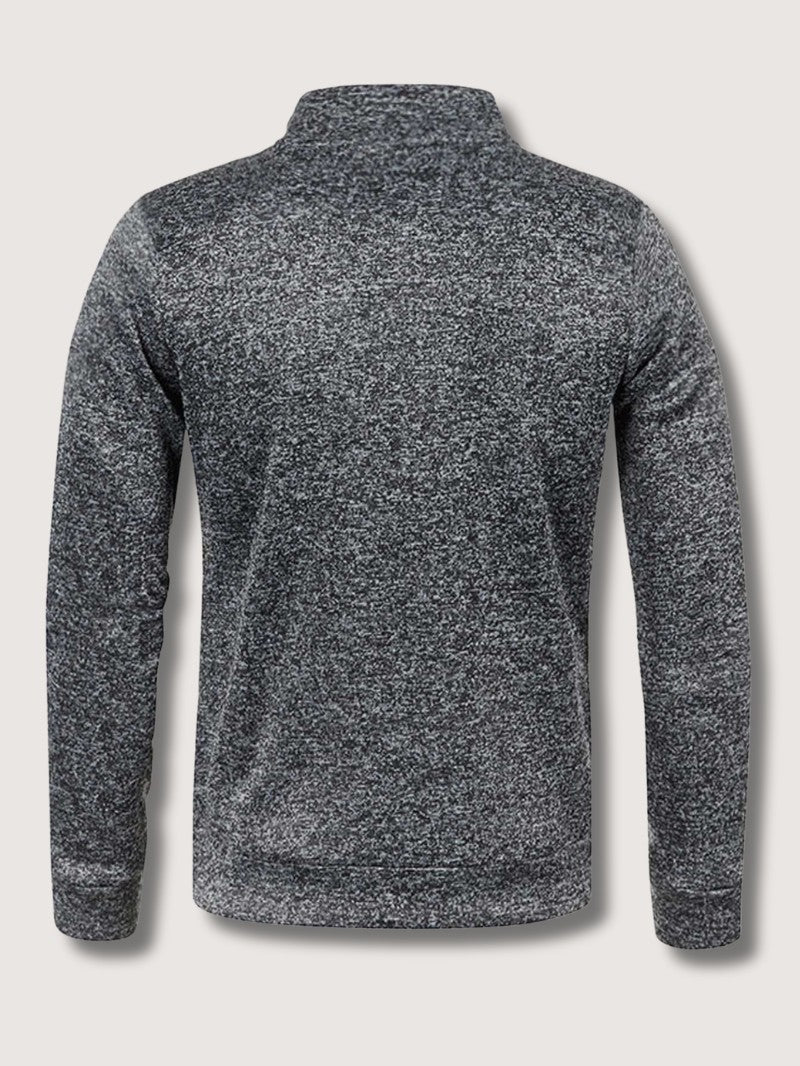 Full-Zip Knit Cardigan For Men, Long Sleeve Casual Layering Sweater