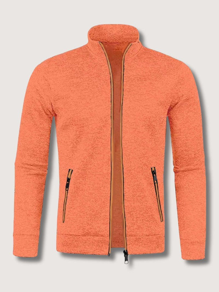 Full-Zip Knit Cardigan For Men, Long Sleeve Casual Layering Sweater