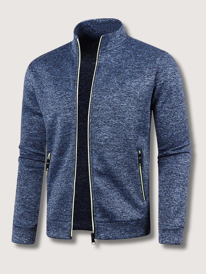 Full-Zip Knit Cardigan For Men, Long Sleeve Casual Layering Sweater