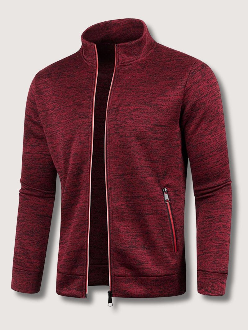 Full-Zip Knit Cardigan For Men, Long Sleeve Casual Layering Sweater