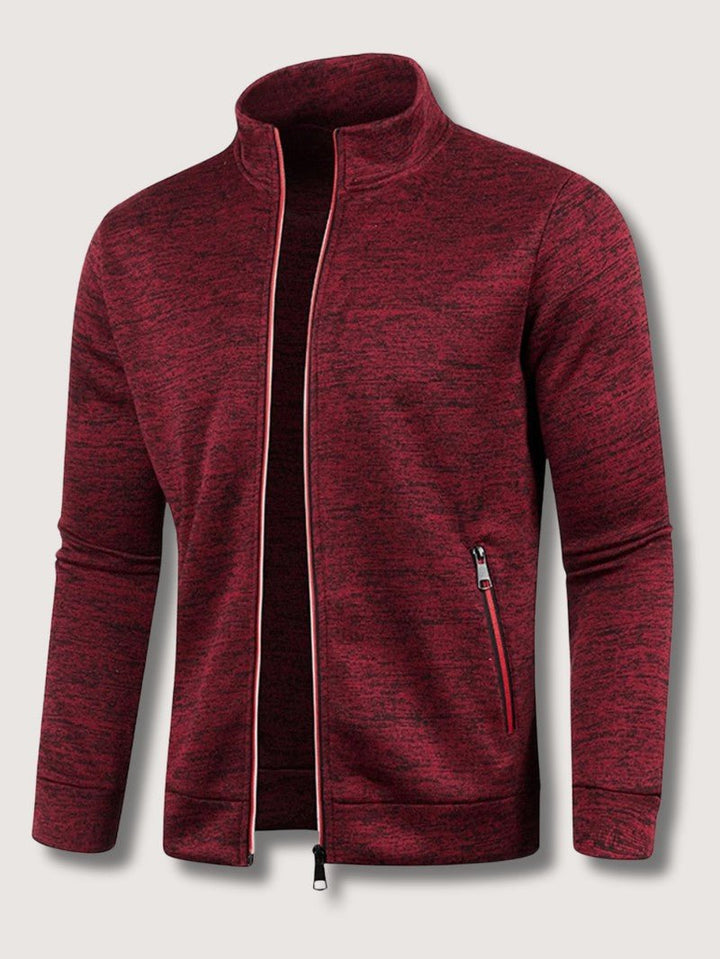 Full-Zip Knit Cardigan For Men, Long Sleeve Casual Layering Sweater