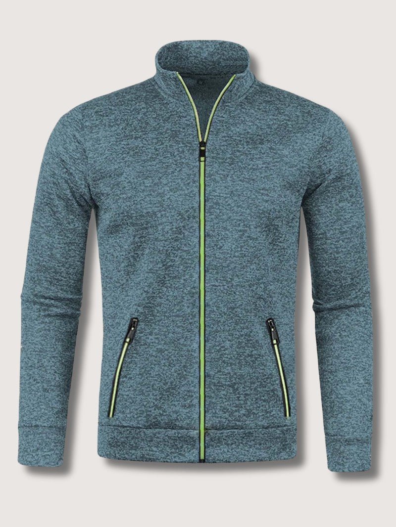 Full-Zip Knit Cardigan For Men, Long Sleeve Casual Layering Sweater