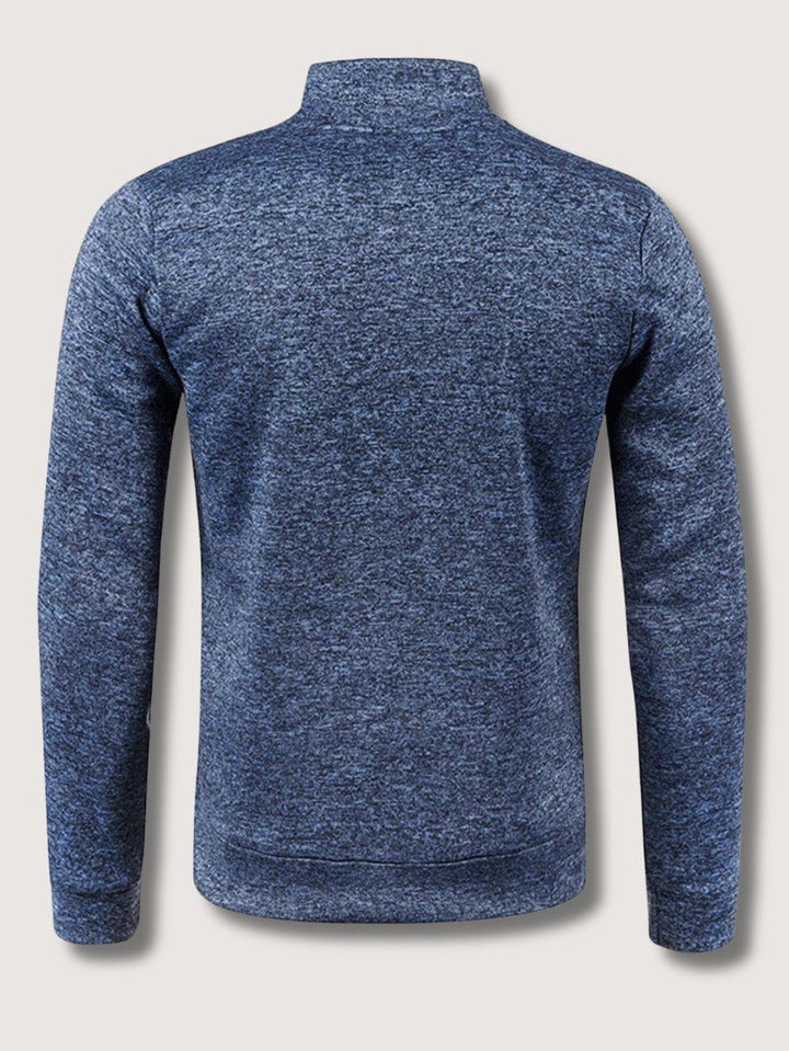 Full-Zip Knit Cardigan For Men, Long Sleeve Casual Layering Sweater