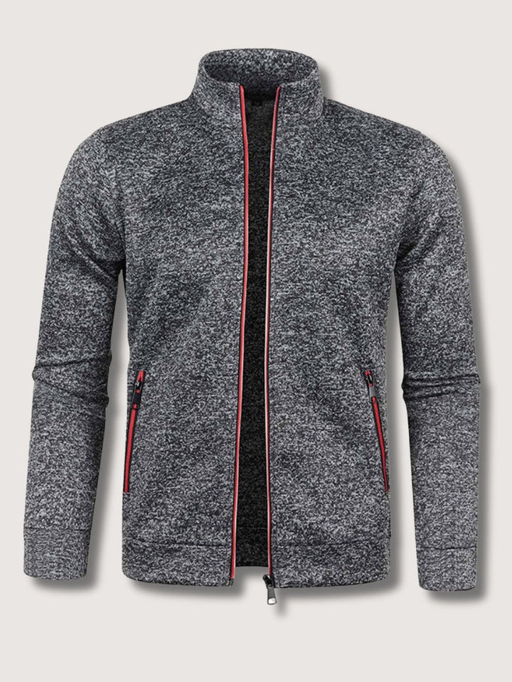 Full-Zip Knit Cardigan For Men, Long Sleeve Casual Layering Sweater