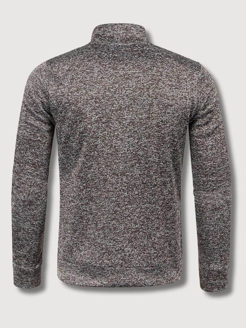 Full-Zip Knit Cardigan For Men, Long Sleeve Casual Layering Sweater