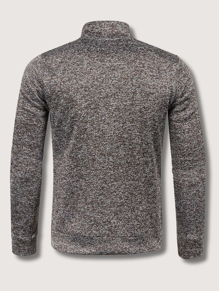 Full-Zip Knit Cardigan For Men, Long Sleeve Casual Layering Sweater