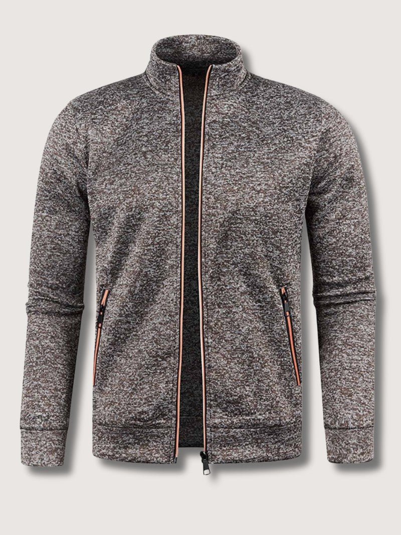 Full-Zip Knit Cardigan For Men, Long Sleeve Casual Layering Sweater