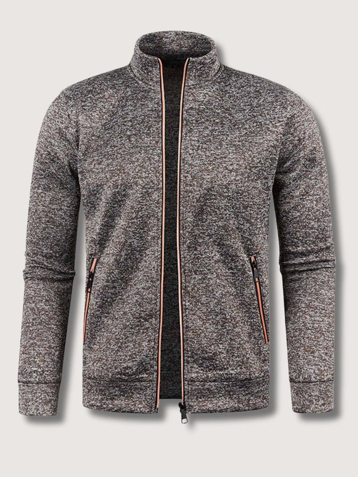 Full-Zip Knit Cardigan For Men, Long Sleeve Casual Layering Sweater