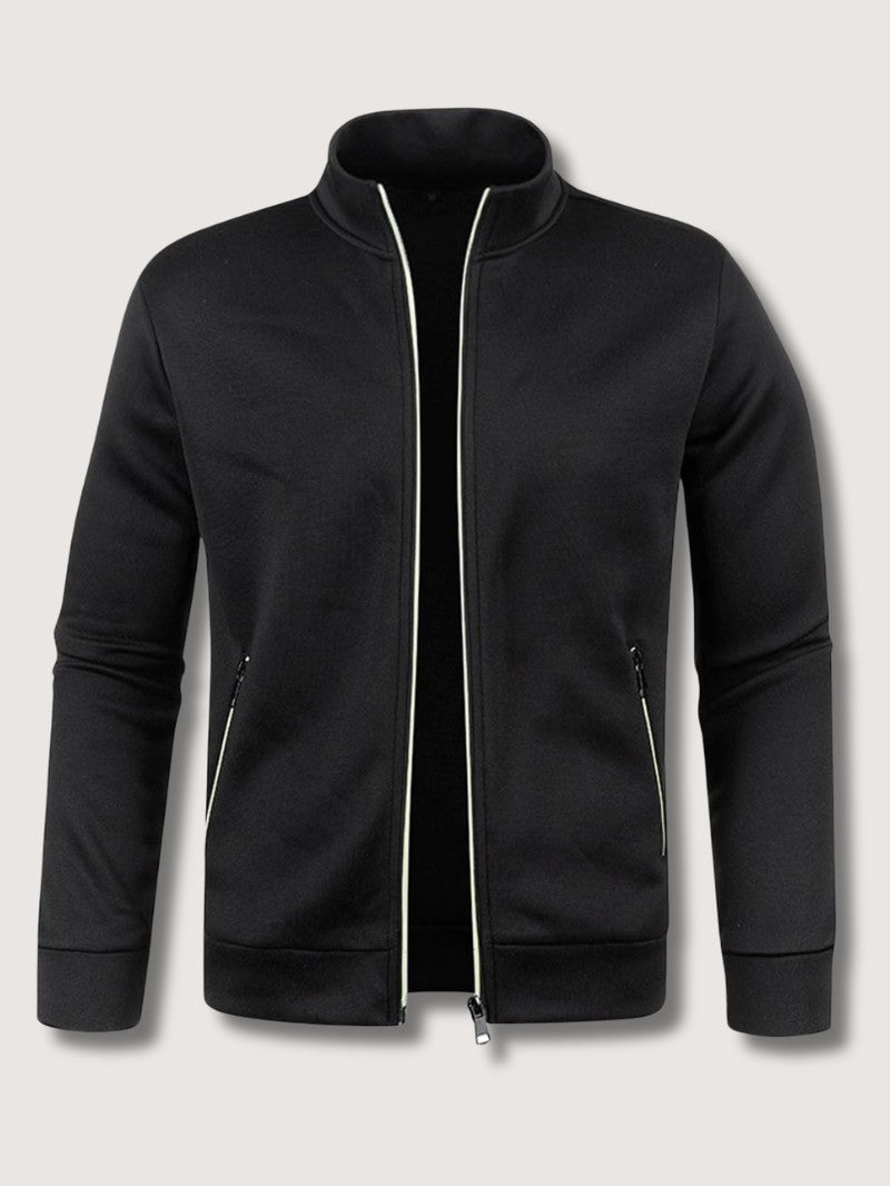Full-Zip Knit Cardigan For Men, Long Sleeve Casual Layering Sweater
