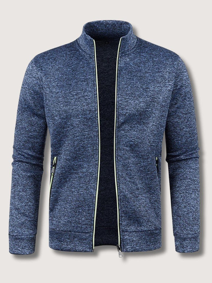 Full-Zip Knit Cardigan For Men, Long Sleeve Casual Layering Sweater