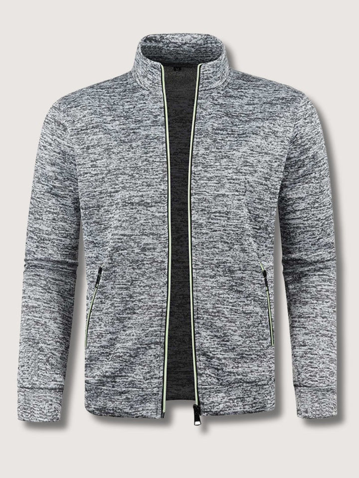 Full-Zip Knit Cardigan For Men, Long Sleeve Casual Layering Sweater