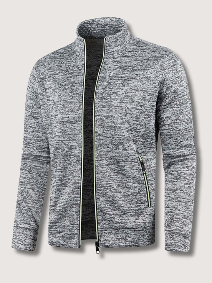 Full-Zip Knit Cardigan For Men, Long Sleeve Casual Layering Sweater