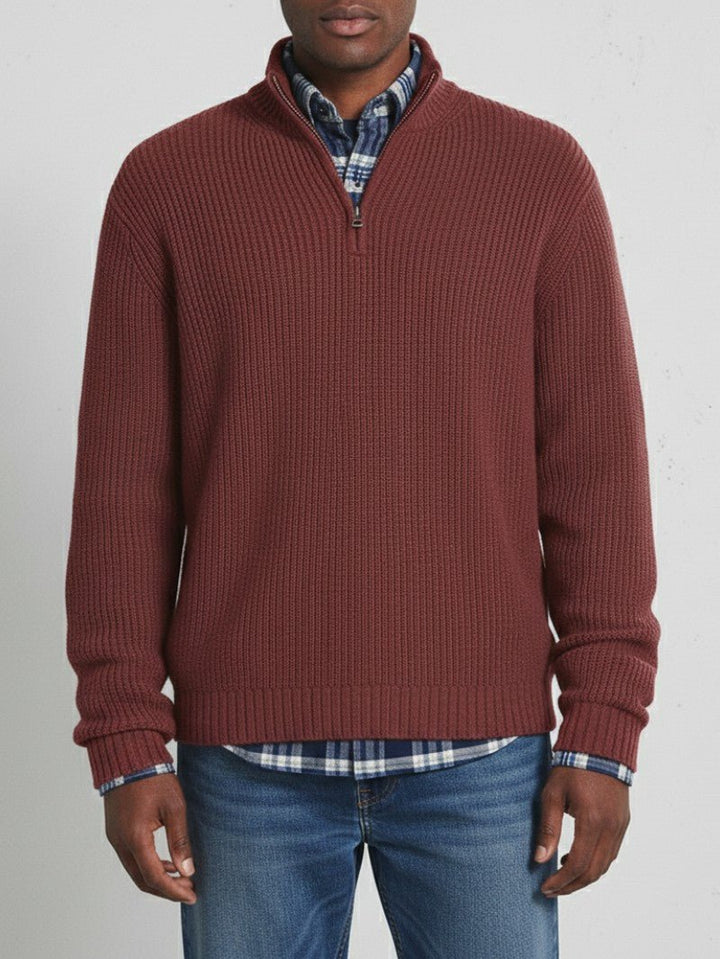 Half Zip Knit Sweater For Men Lightweight Cotton Blend Long Sleeve Pullover
