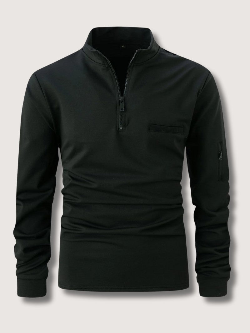 Quarter Zip Sweater For Men, Fine Merino Wool, Slim Fit