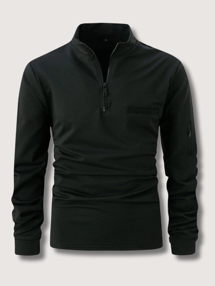 Quarter Zip Sweater For Men, Fine Merino Wool, Slim Fit