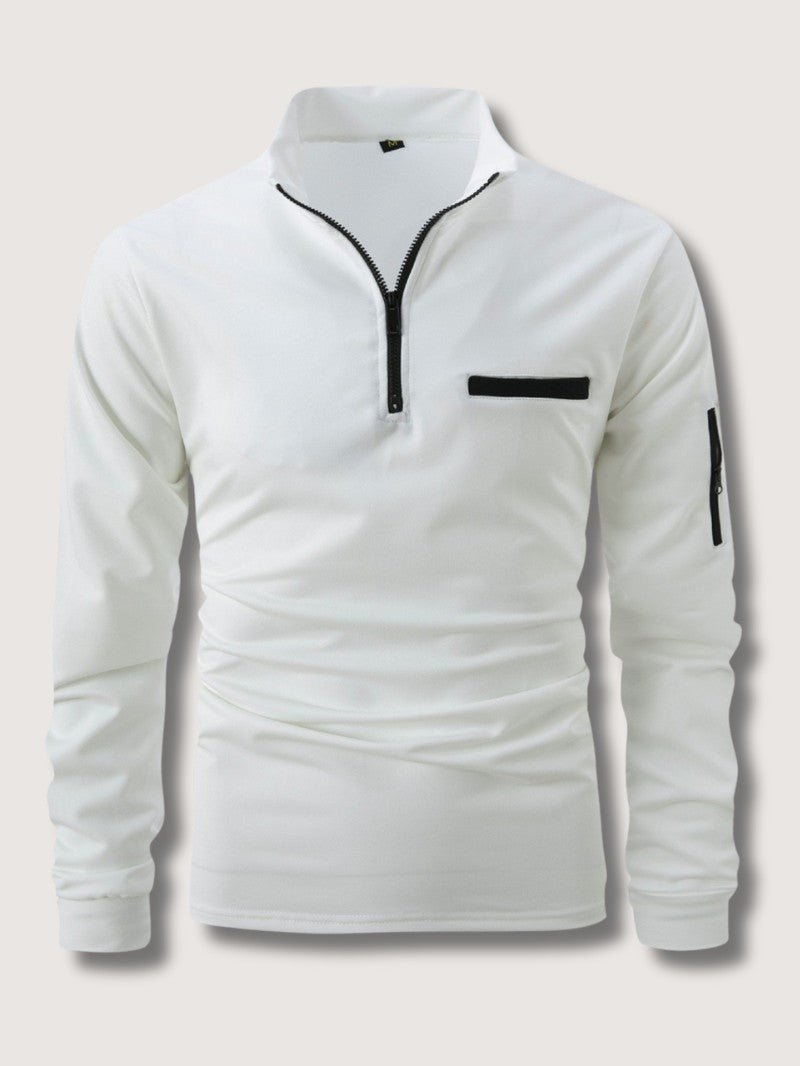 Quarter Zip Sweater For Men, Fine Merino Wool, Slim Fit