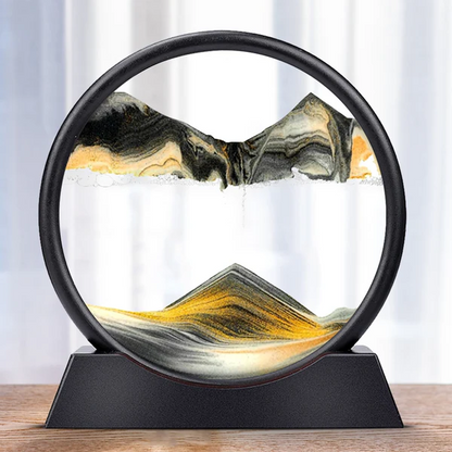 Rotating Sand Art Desktop Display with Wooden Stand and Colored Sand