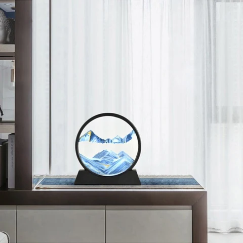 Rotating Sand Art Desktop Display with Wooden Stand and Colored Sand