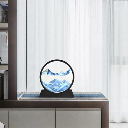 Rotating Sand Art Desktop Display with Wooden Stand and Colored Sand