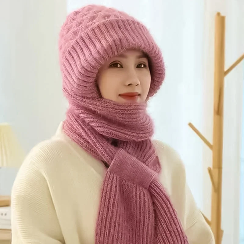 Winter Windproof Hat For Women With Integrated Ear Protection And Scarf