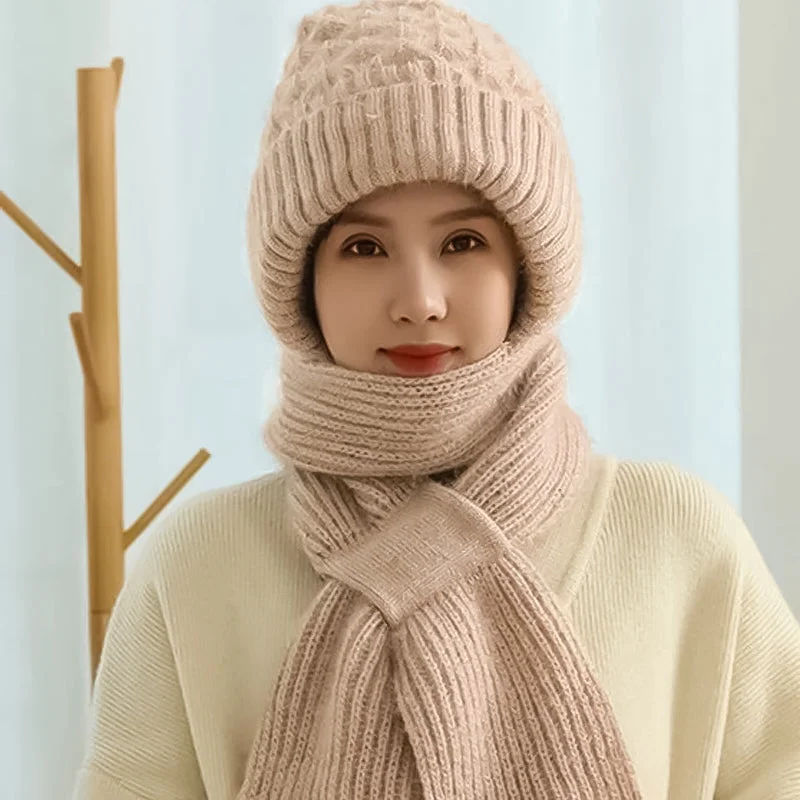 Winter Windproof Hat For Women With Integrated Ear Protection And Scarf