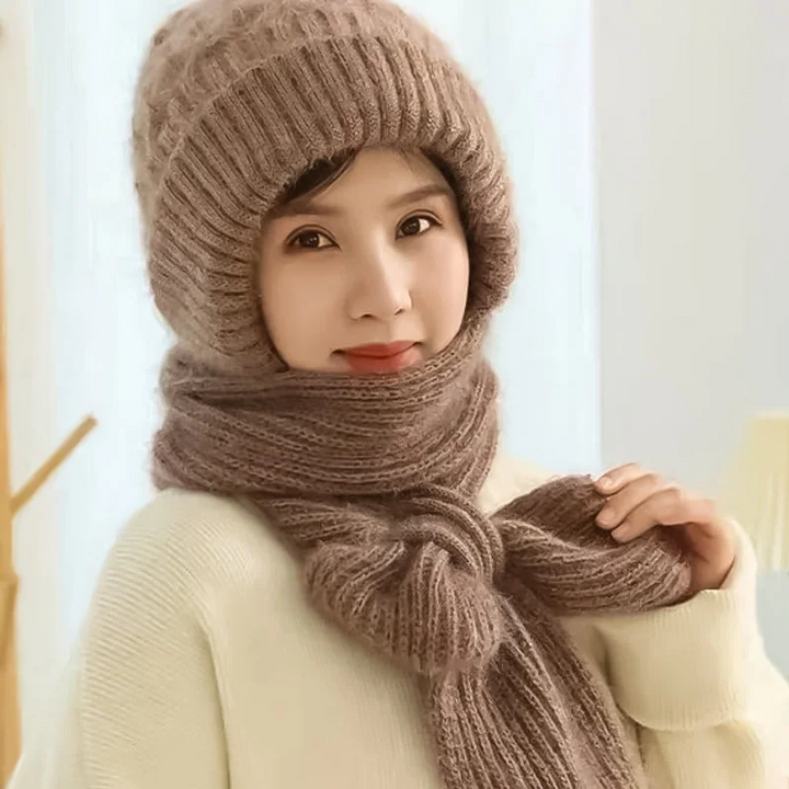 Winter Windproof Hat For Women With Integrated Ear Protection And Scarf
