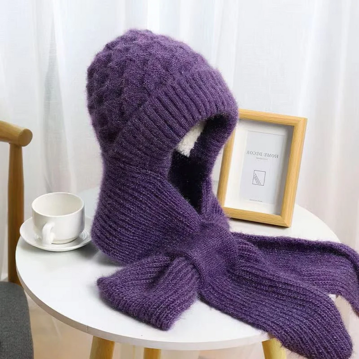 Winter Windproof Hat For Women With Integrated Ear Protection And Scarf