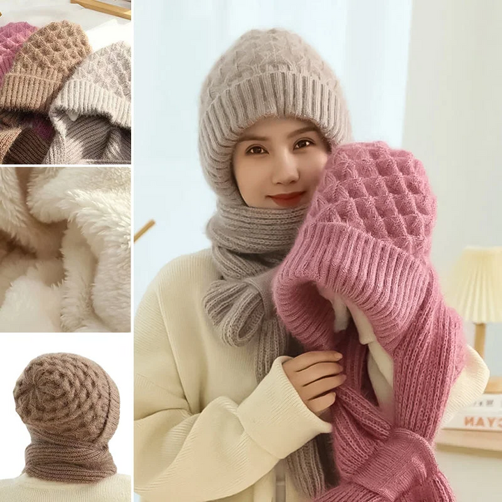 Winter Windproof Hat For Women With Integrated Ear Protection And Scarf