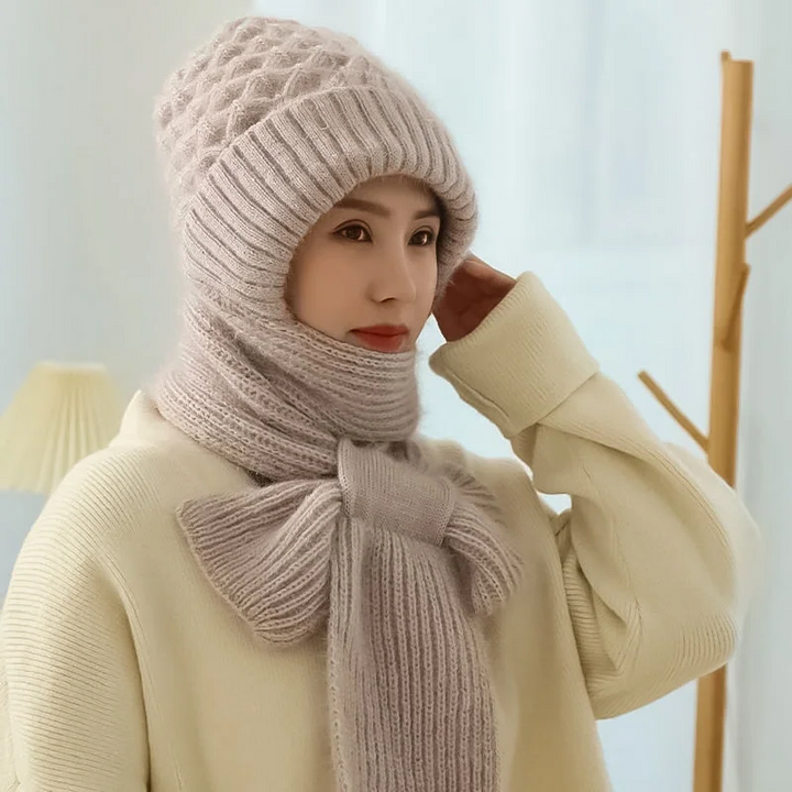 Winter Windproof Hat For Women With Integrated Ear Protection And Scarf