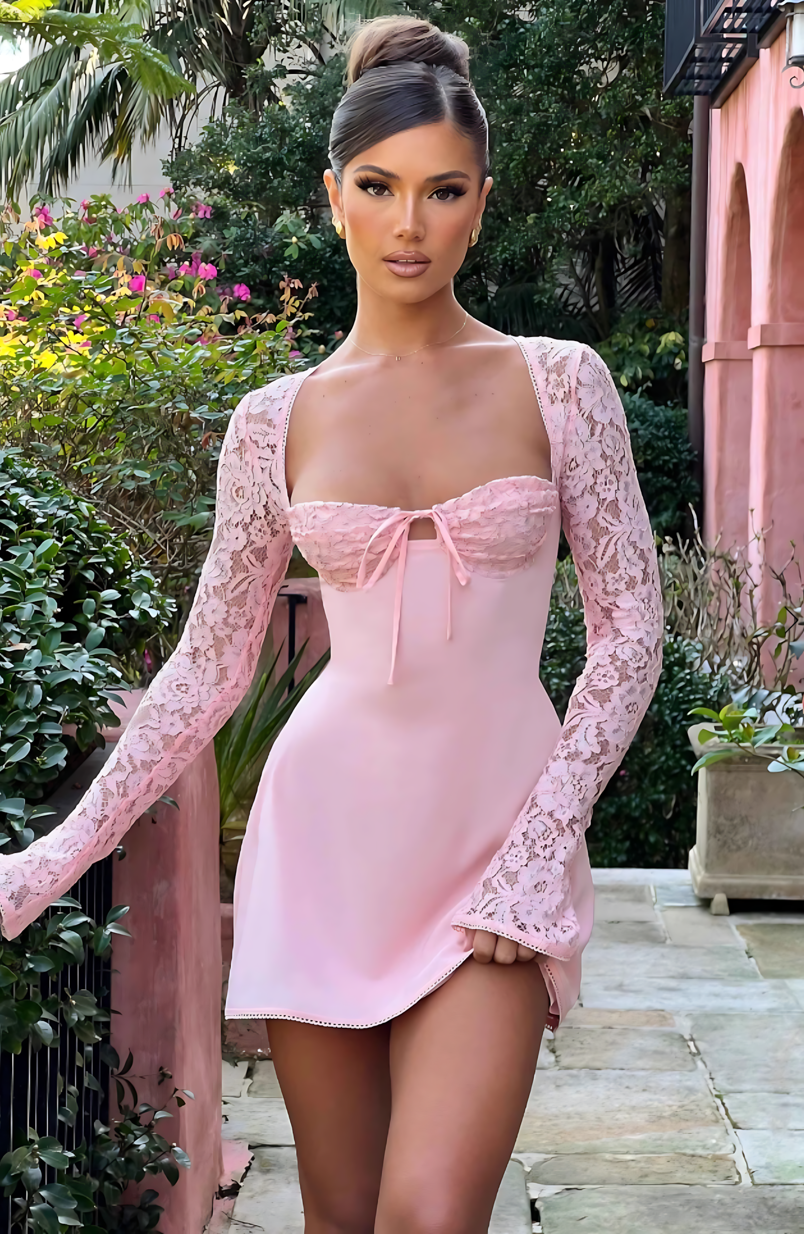 SOPHIA MINI DRESS - FROSTED PINK