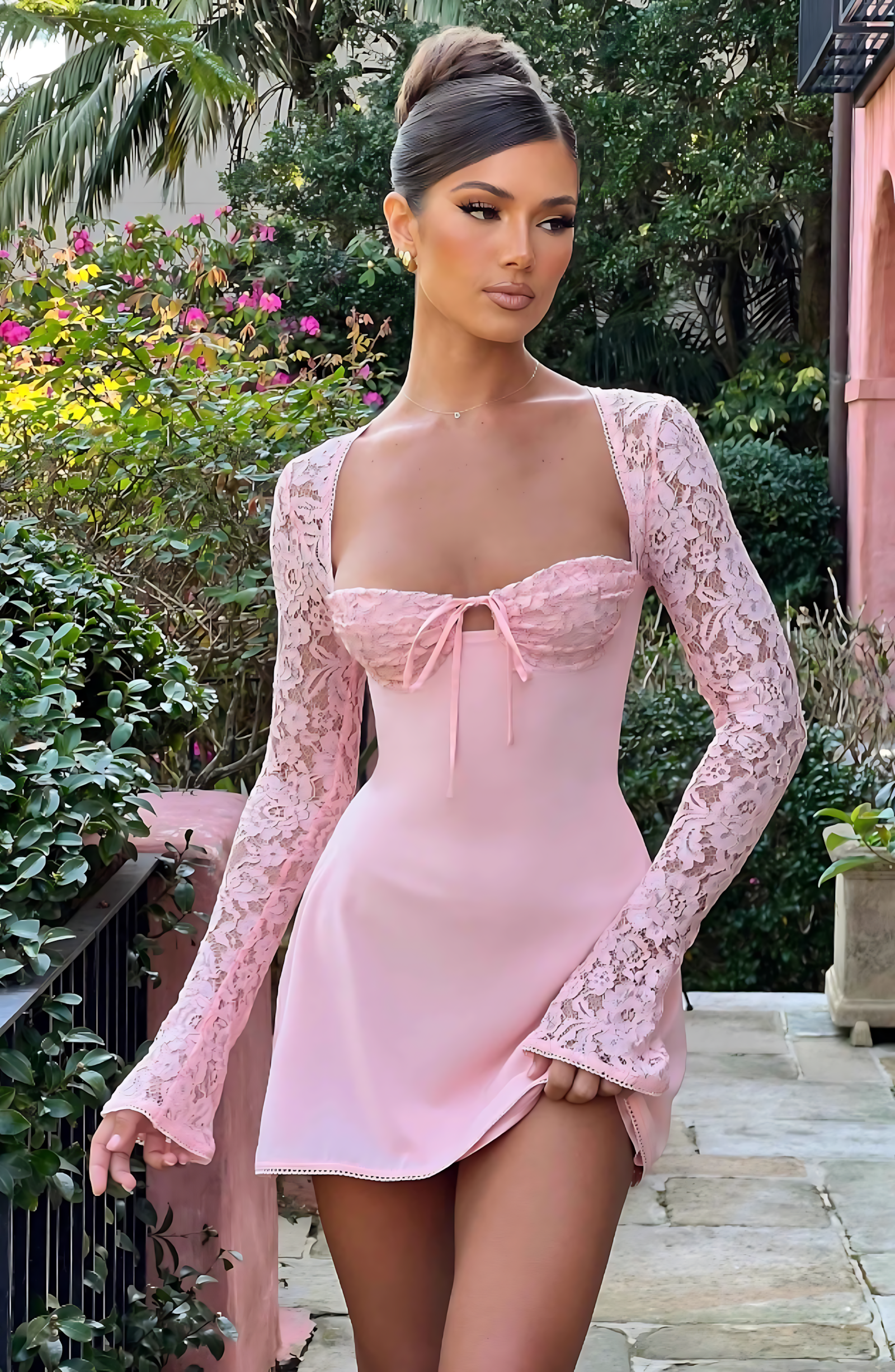 SOPHIA MINI DRESS - FROSTED PINK