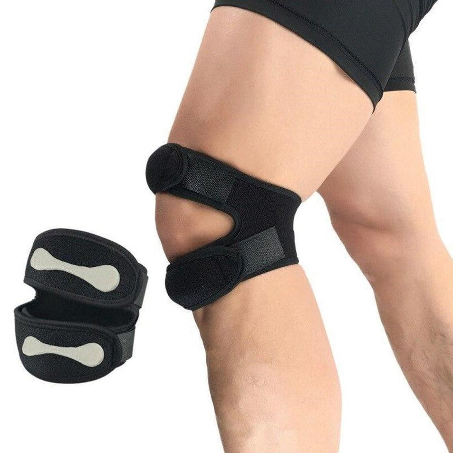 Dual Strap Knee Brace with Silicone Pad and Adjustable Compression Compression System