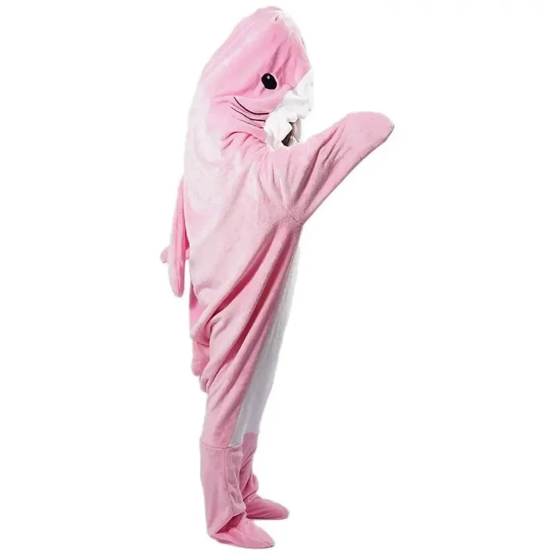 Hooded Blanket With Soft Flannel Shark Design For Kids And Adults