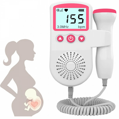 Portable Fetal Doppler Monitor with 3MHz Probe and Backlit LCD Display