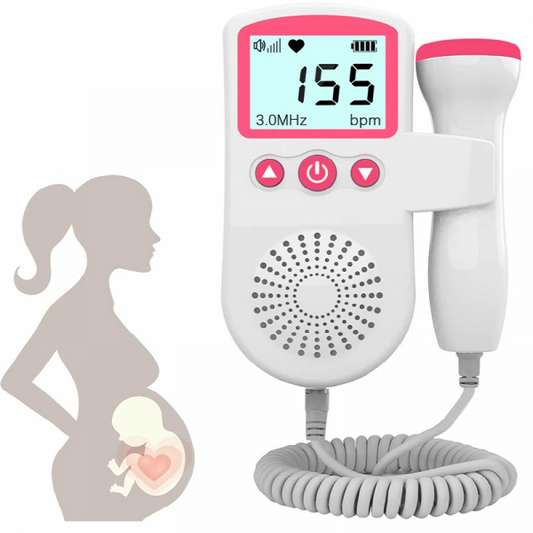 Portable Fetal Doppler Monitor with 3MHz Probe and Backlit LCD Display