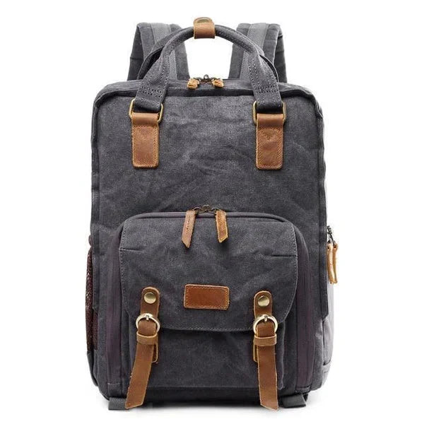 Camera Backpack Waterproof Waxed Canvas With Padded Interior And Tripod Straps