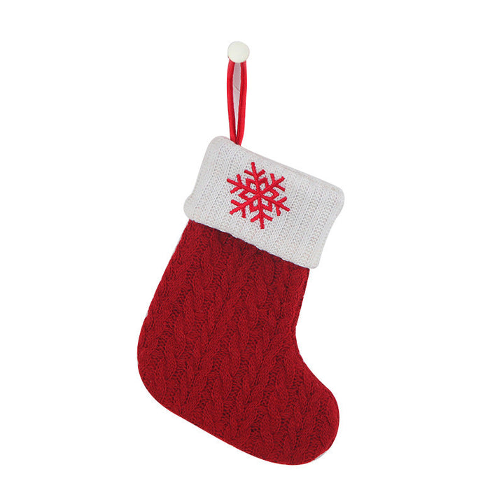 Cozy Knit Socks With Embroidered Candy Gift Bag And Letter Christmas Stocking