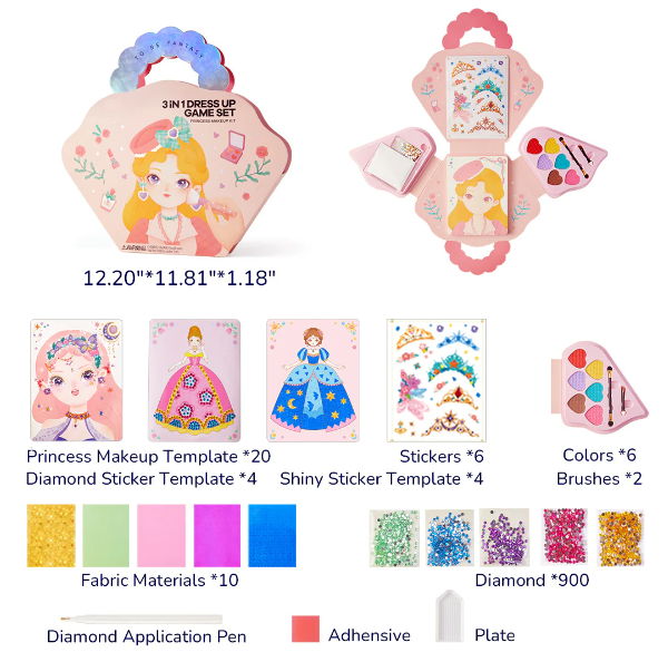 Princess 3-in-1 Dress Up And Makeup Game Set