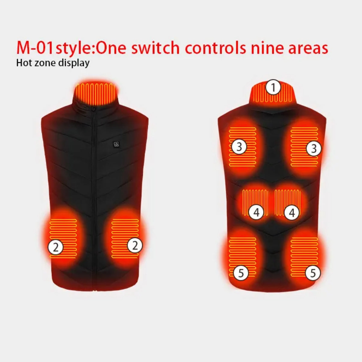 Electric Heated Vest With 9-Zone Heating And Single Control Switch