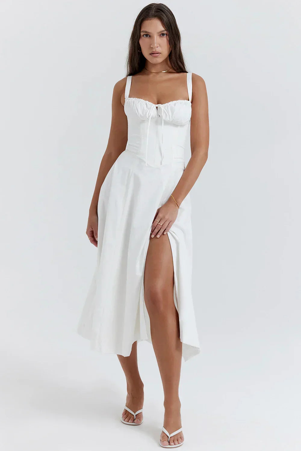 CHLOE MIDI DRESS - FROSTED WHITE