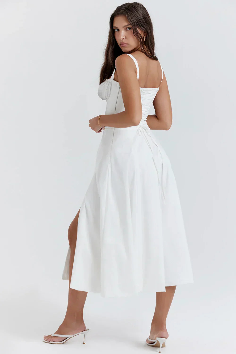 CHLOE MIDI DRESS - FROSTED WHITE