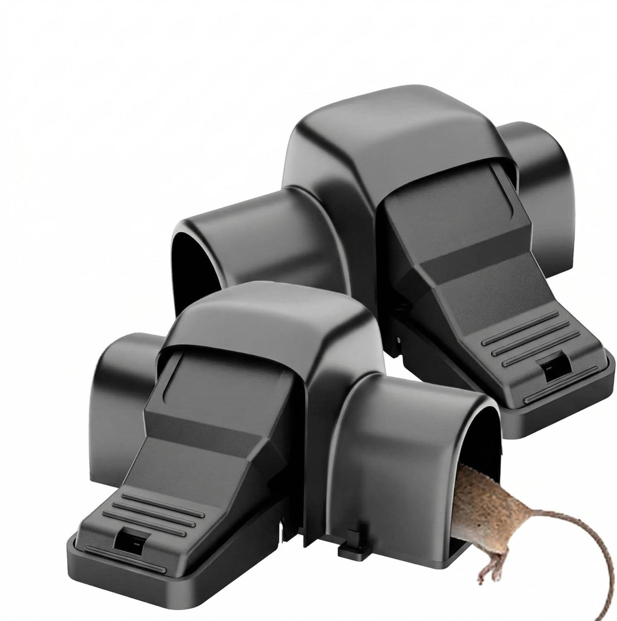 Enclosed Rodent Traps with Dual Openings and Pressure Trigger, 2 Pack