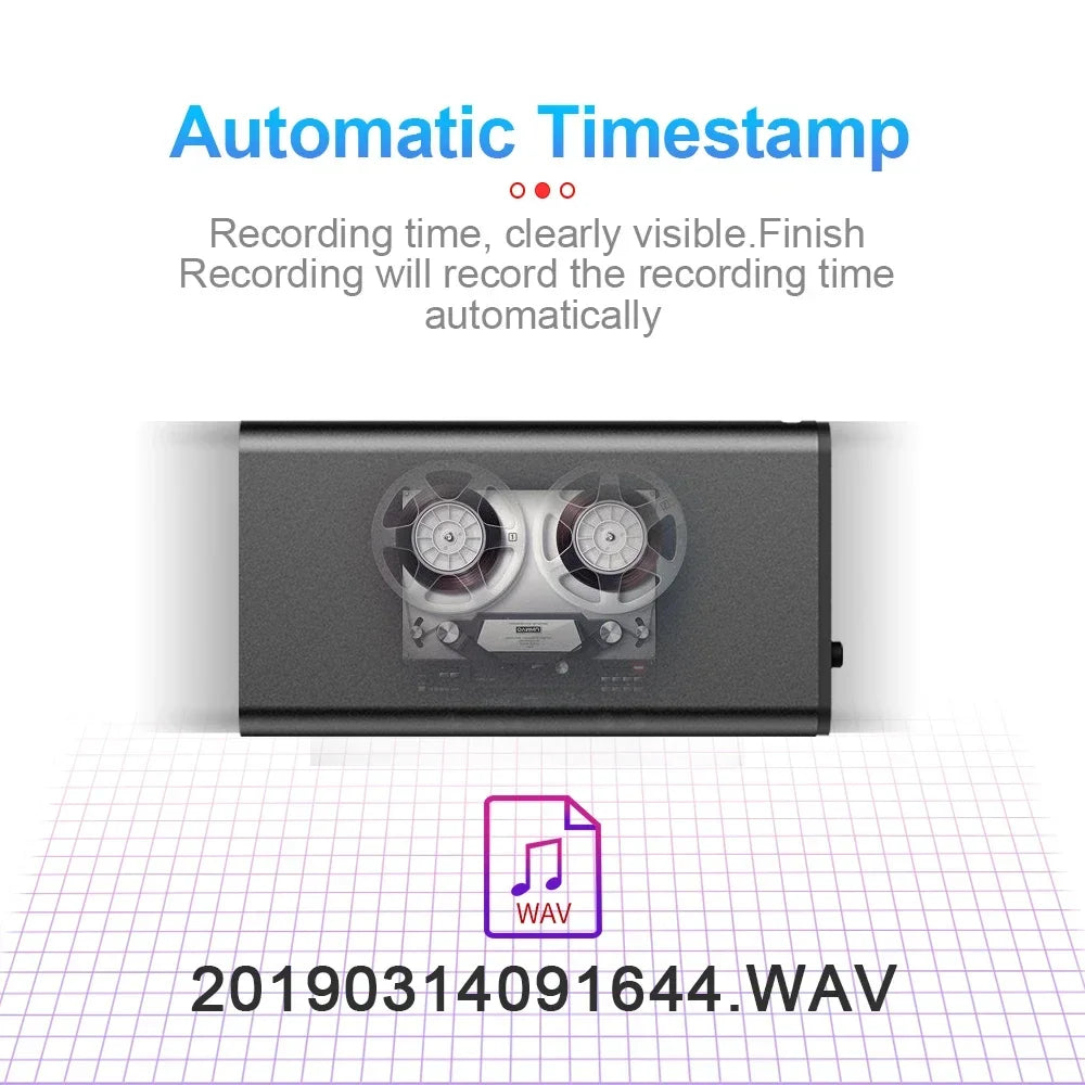 Voice Activated Audio Recorder with Noise Reduction and Magnetic Mount, 8GB Storage