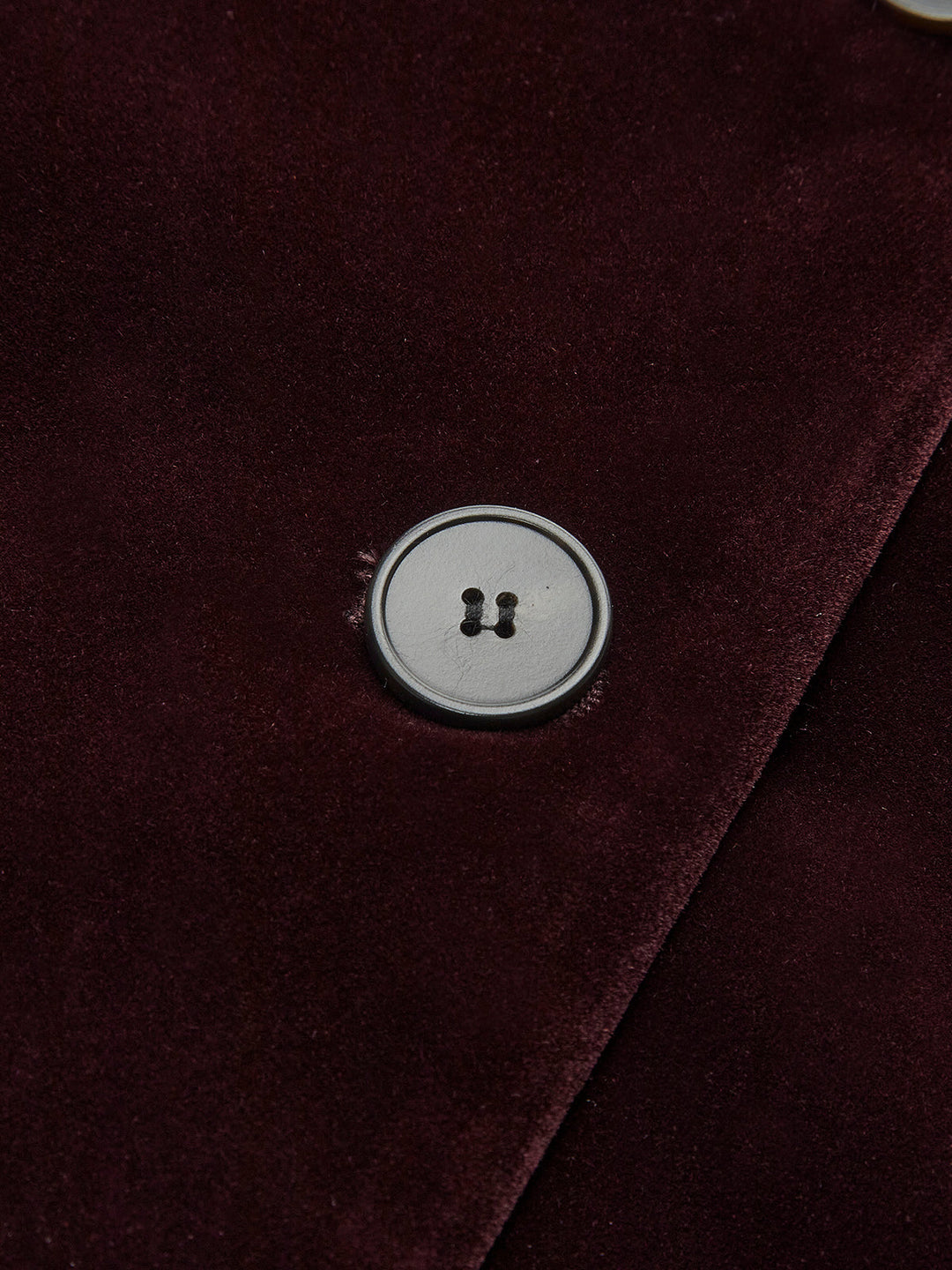 Polyester Velvet Top with Long Sleeves and Hip Length for Work and Events