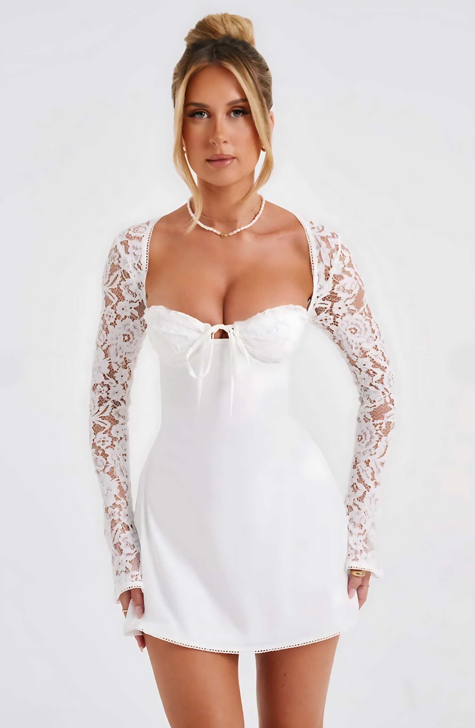 SOPHIA MINI DRESS - FROSTED WHITE