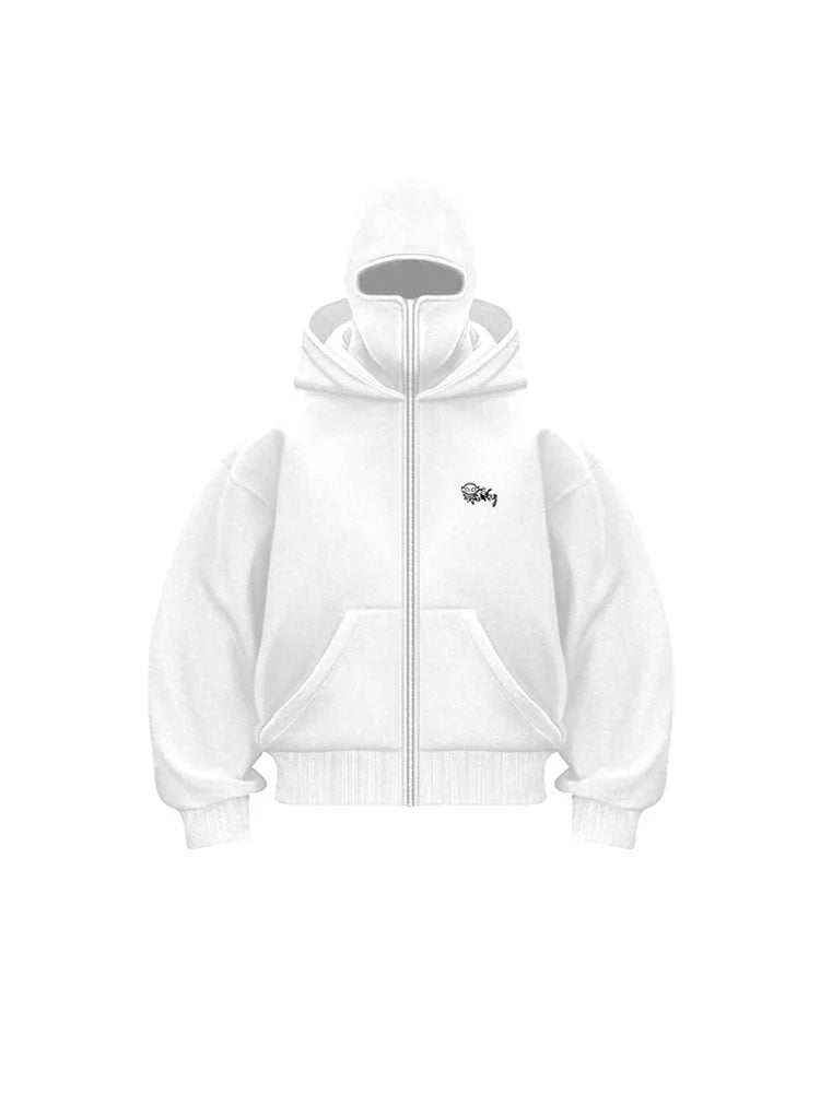 Men's Balaclava Zip Hoodie Warm Hooded Sweatshirt With Built-In Face Mask