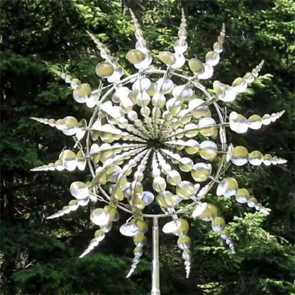 Metal Wind Spinner with 18 Rotating Wings and Reflective Finish, 39 Inches