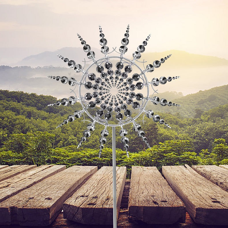Metal Wind Spinner with 18 Rotating Wings and Reflective Finish, 39 Inches